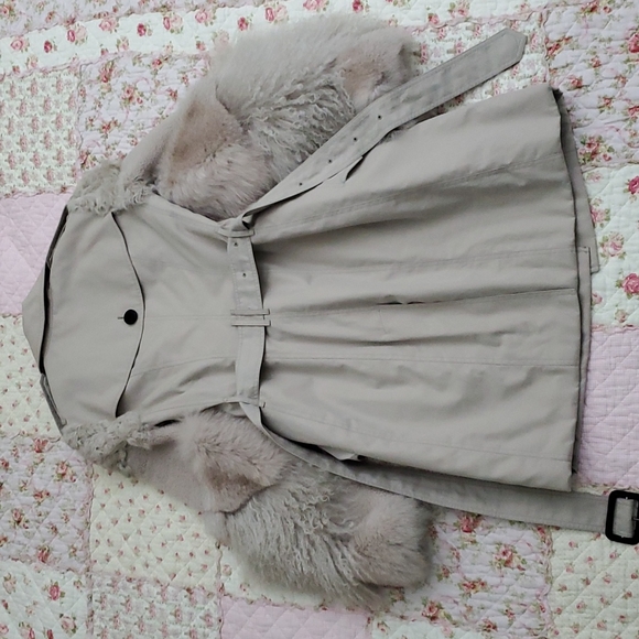 5K Burberry London runway aviator trench coat fox lamb fur quilted plaid US 2 4 - Picture 16 of 17
